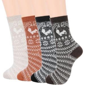 imageZando Womens Wool Socks Winter Athletic Socks Crew Sock Warm Hiking Merino Wool Socks Soft Thick Mid CalfVintage Squirrel