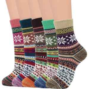imageZando Womens Wool Socks Winter Athletic Socks Crew Sock Warm Hiking Merino Wool Socks Soft Thick Mid CalfXmas Snow