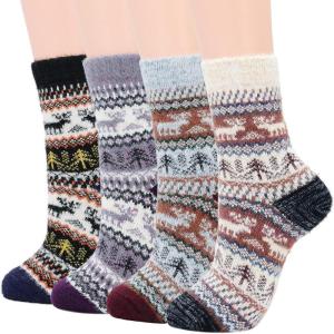 imageZando Womens Wool Socks Winter Athletic Socks Crew Sock Warm Hiking Merino Wool Socks Soft Thick Mid CalfY Moose