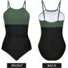 imageZando High Neck One Piece Swimsuit Women Tummy Control Swim Suits for Women Sexy High Cut Bathing Suit Slimming SwimwearGreen Black