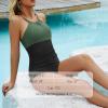 imageZando High Neck One Piece Swimsuit Women Tummy Control Swim Suits for Women Sexy High Cut Bathing Suit Slimming SwimwearGreen Black