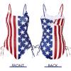 imageZando Ribbed One Piece Swimsuit Women Tummy Control Swim Suits for Women Sexy Tie Side High Cut Bathing Suit SwimwearAmerican Flag