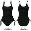 imageZando Ribbed One Piece Swimsuit Women Tummy Control Swim Suits for Women Sexy Tie Side High Cut Bathing Suit SwimwearBlack