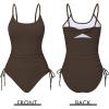 imageZando Ribbed One Piece Swimsuit Women Tummy Control Swim Suits for Women Sexy Tie Side High Cut Bathing Suit SwimwearBrown