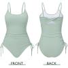 imageZando Ribbed One Piece Swimsuit Women Tummy Control Swim Suits for Women Sexy Tie Side High Cut Bathing Suit SwimwearLight Green