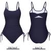 imageZando Ribbed One Piece Swimsuit Women Tummy Control Swim Suits for Women Sexy Tie Side High Cut Bathing Suit SwimwearNavy
