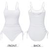 imageZando Ribbed One Piece Swimsuit Women Tummy Control Swim Suits for Women Sexy Tie Side High Cut Bathing Suit SwimwearWhite