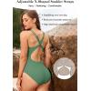 imageZando Sexy Bathing Suit for Women Backless One Piece Swimsuit for Women High Cut Swim Suit Tummy Control Sports SwimwearGreen