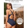imageZando Sexy Bathing Suit for Women Backless One Piece Swimsuit for Women High Cut Swim Suit Tummy Control Sports SwimwearNavy Blue