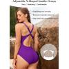 imageZando Sexy Bathing Suit for Women Backless One Piece Swimsuit for Women High Cut Swim Suit Tummy Control Sports SwimwearPurple