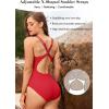 imageZando Sexy Bathing Suit for Women Backless One Piece Swimsuit for Women High Cut Swim Suit Tummy Control Sports SwimwearRed
