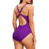 imageZando Sexy Bathing Suit for Women Backless One Piece Swimsuit for Women High Cut Swim Suit Tummy Control Sports SwimwearPurple