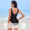 imageZando 2024 One Piece Swimsuit for Women Sexy V Neck Padded Swimsuit with Steel Rings Women Bathing Suit for Womens SwimsuitsBlack