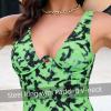 imageZando 2024 One Piece Swimsuit for Women Sexy V Neck Padded Swimsuit with Steel Rings Women Bathing Suit for Womens SwimsuitsGreen