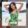 imageZando 2024 One Piece Swimsuit for Women Sexy V Neck Padded Swimsuit with Steel Rings Women Bathing Suit for Womens SwimsuitsGreen