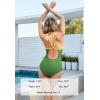 imageZando One Piece Bathing Suit for Women Adjustable Strap One Piece Swimsuit for Women Swim Suit Slimming Athletic BeachwearGreen  Yellow