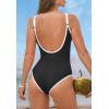 imageZando Womens One Piece Swimsuit UShaped Bathing Suit for Women Adjustable Strap Swimsuit Sports Bathing Suits High CutBlack  White