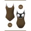 imageZando Womens One Piece Swimsuit UShaped Bathing Suit for Women Adjustable Strap Swimsuit Sports Bathing Suits High CutBrown  White
