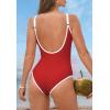 imageZando Womens One Piece Swimsuit UShaped Bathing Suit for Women Adjustable Strap Swimsuit Sports Bathing Suits High CutRed  White