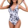 imageZando 2024 One Piece Swimsuit for Women Sexy V Neck Padded Swimsuit with Steel Rings Women Bathing Suit for Womens SwimsuitsWhite