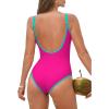 imageZando Womens One Piece Swimsuit UShaped Bathing Suit for Women Adjustable Strap Swimsuit Sports Bathing Suits High CutHot Pink  Blue