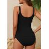 imageZando Tankini Swimsuits for Women 2025 Ribbed Ruched Bathing Suit Top with High Waisted Bottom Two Piece Slimming SwimsuitBlack