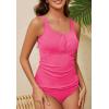 imageZando Tankini Swimsuits for Women 2025 Ribbed Ruched Bathing Suit Top with High Waisted Bottom Two Piece Slimming SwimsuitHot Pink