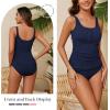 imageZando Tankini Swimsuits for Women 2025 Ribbed Ruched Bathing Suit Top with High Waisted Bottom Two Piece Slimming SwimsuitNavy