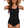 imageZando Tankini Swimsuits for Women 2025 Ribbed Ruched Bathing Suit Top with High Waisted Bottom Two Piece Slimming SwimsuitBlack