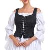 imageZando Renaissance Costume Women Pirate Medieval Viking Corsets Top Vintage Costume Steampunk Gothic Tank TopBlack Jacquard