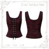 imageZando Renaissance Costume Women Pirate Medieval Viking Corsets Top Vintage Costume Steampunk Gothic Tank TopBlack Red Roses