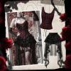 imageZando Renaissance Costume Women Pirate Medieval Viking Corsets Top Vintage Costume Steampunk Gothic Tank TopBlack Red Roses
