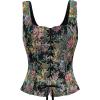imageZando Renaissance Costume Women Pirate Medieval Viking Corsets Top Vintage Costume Steampunk Gothic Tank TopBlack Renaissance Floral