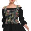 imageZando Renaissance Costume Women Pirate Medieval Viking Corsets Top Vintage Costume Steampunk Gothic Tank TopBlack Renaissance Floral