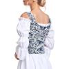 imageZando Renaissance Costume Women Pirate Medieval Viking Corsets Top Vintage Costume Steampunk Gothic Tank TopBlue Butterfly Print