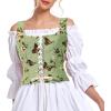 imageZando Renaissance Costume Women Pirate Medieval Viking Corsets Top Vintage Costume Steampunk Gothic Tank TopGreen Floral Butterfly