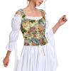 imageZando Renaissance Costume Women Pirate Medieval Viking Corsets Top Vintage Costume Steampunk Gothic Tank TopGreen Renaissance Floral