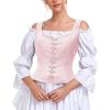 imageZando Renaissance Costume Women Pirate Medieval Viking Corsets Top Vintage Costume Steampunk Gothic Tank TopPink Jacquard