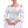 imageZando Renaissance Costume Women Pirate Medieval Viking Corsets Top Vintage Costume Steampunk Gothic Tank TopWhite Jacquard