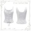 imageZando Renaissance Costume Women Pirate Medieval Viking Corsets Top Vintage Costume Steampunk Gothic Tank TopWhite Jacquard