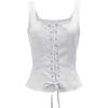 imageZando Renaissance Costume Women Pirate Medieval Viking Corsets Top Vintage Costume Steampunk Gothic Tank TopWhite Jacquard