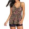 imageZando Womens Tankini Swimsuits for Women 2025 Tummy Control Swimsuit Bathing Suit Top with Boyshorts Flowy Women SwimwearB Coffee Flower
