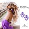 imageZando Double Heart Earrings for Women Love Heart Drop Dangle Statement Earrings 80s Jewelry for Women Birthday Party Valentines Day Mothers Day Gifts for Adults Holiday Earrings Purple Earrings