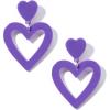 imageZando Double Heart Earrings for Women Love Heart Drop Dangle Statement Earrings 80s Jewelry for Women Birthday Party Valentines Day Mothers Day Gifts for Adults Holiday Earrings Purple Earrings